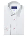 David Donahue Trim Fit Solid Cotton Dress Shirt In White/pink