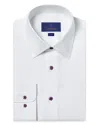 David Donahue Trim Fit Solid Cotton Dress Shirt In White/purple