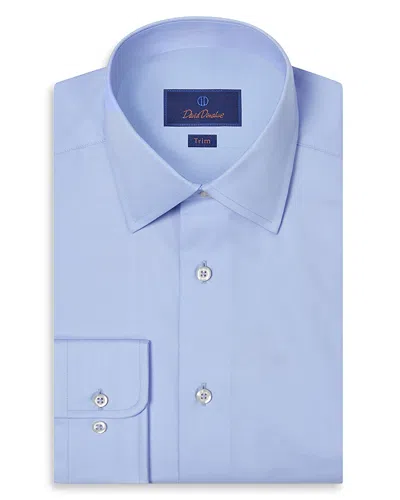 David Donahue Super Fine Twill Trim Fit Dress Shirt In Blue