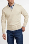 David Donahue Tipped Cotton Blend Quarter Zip Sweater In Brown