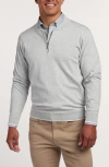 David Donahue Tipped Cotton Blend Quarter Zip Sweater In Gray