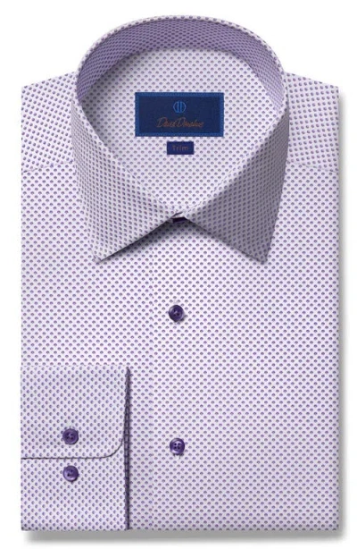 David Donahue Trim Fit Barrel Cuff Dress Shirt In Purple
