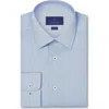 David Donahue Trim Fit Blue Geometric Print Cotton Dress Shirt In Blue