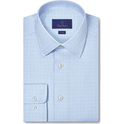 David Donahue Trim Fit Blue Glen Check Cotton Dobby Dress Shirt