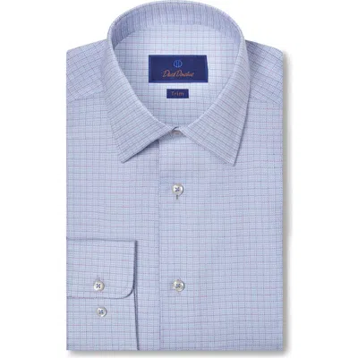 David Donahue Trim Fit Broken Herringbone Check Dress Shirt In Black