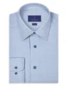 David Donahue Trim Fit Cashmere Blend Twill Micro Check Dress Shirt In Blue