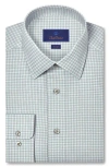 David Donahue Trim Fit Check Cotton & Cashmere Dobby Dress Shirt In Blue
