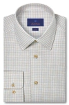 David Donahue Trim Fit Check Cotton & Cashmere Dobby Dress Shirt In Neutral