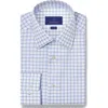 David Donahue Trim Fit Check Cotton Dobby Dress Shirrt In Blue