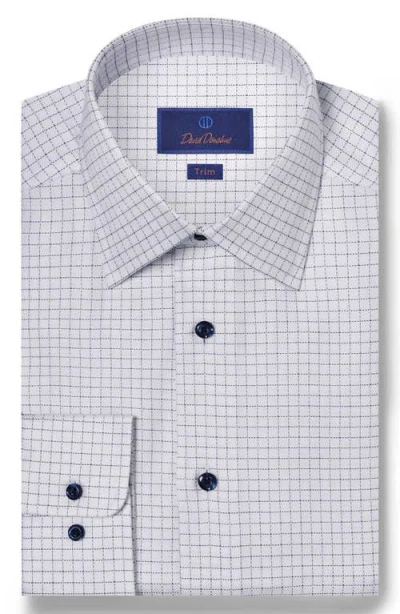 David Donahue Trim Fit Check Cotton Dobby Dress Shirt In White