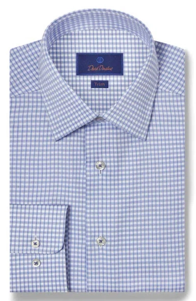 David Donahue Trim Fit Check Cotton Dobby Dress Shirt In Blue