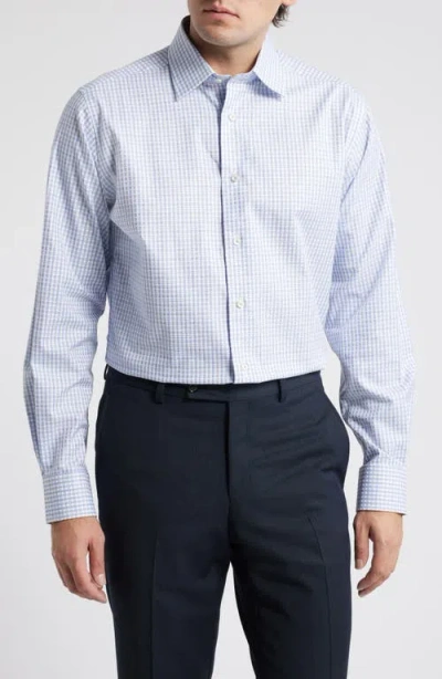 David Donahue Trim Fit Check Cotton Dobby Dress Shirt In Blue