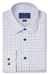 David Donahue Trim Fit Check Cotton Dobby Dress Shirt In Blue