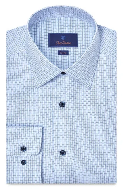 David Donahue Trim Fit Check Cotton Dobby Dress Shirt In Blue