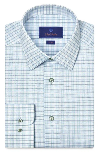 David Donahue Trim Fit Check Cotton Dobby Dress Shirt In Blue
