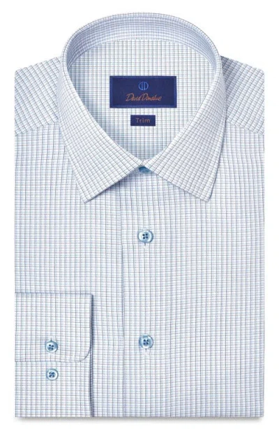 David Donahue Trim Fit Check Cotton Dobby Dress Shirt In Blue