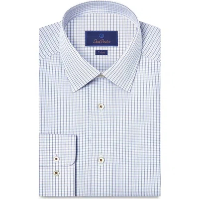 David Donahue Trim Fit Check Cotton Dobby Dress Shirt In Blue