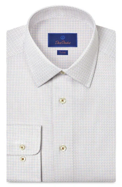 David Donahue Trim Fit Check Cotton Dobby Dress Shirt In Gray
