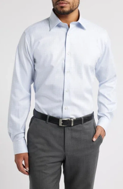 David Donahue Trim Fit Check Cotton Dress Shirt In Blue