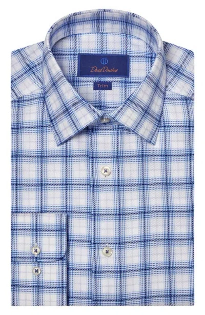 David Donahue Trim Fit Check Cotton Dress Shirt In Blue/white