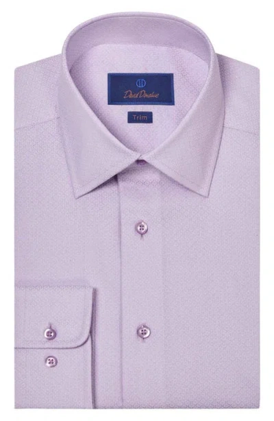 David Donahue Trim Fit Check Cotton Dress Shirt In Lilac