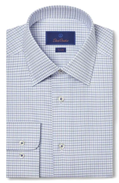 David Donahue Trim Fit Check Cotton Dress Shirt In Navy/merlot