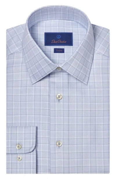 David Donahue Trim Fit Check Cotton Dress Shirt In Sky/white
