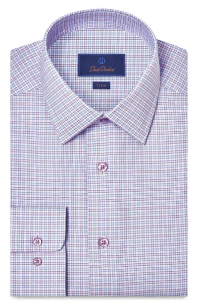 David Donahue Trim Fit Check Cotton Twill Dress Shirt In Blue