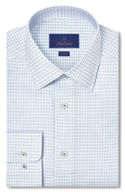 David Donahue Trim Fit Check Stretch Cotton Twill Dress Shirt In Blue