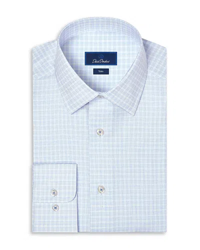 David Donahue Trim Fit Cotton Blend Check Dress Shirt In Blue