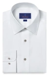 David Donahue Trim Fit Cotton Dress Shirt In White