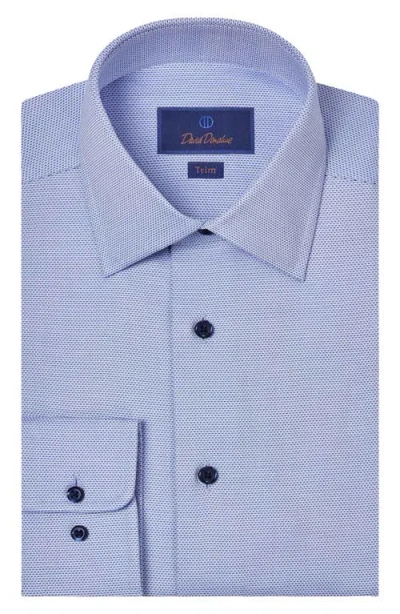 David Donahue Trim Fit Cotton Microdobby Dress Shirt In Blue