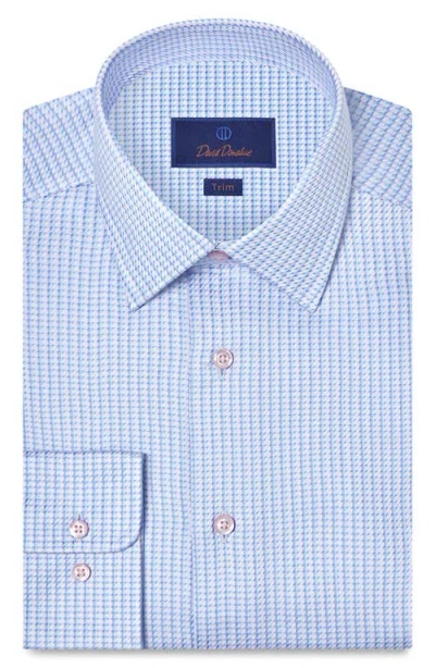 David Donahue Trim Fit Cotton Twill Dress Shirt In Blue