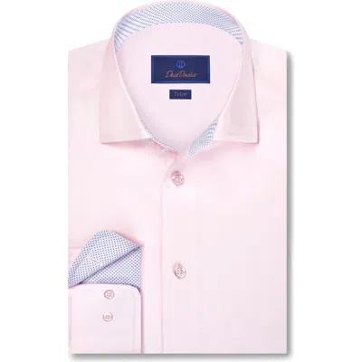 David Donahue Trim Fit Cotton Twill Dress Shirt In Pink