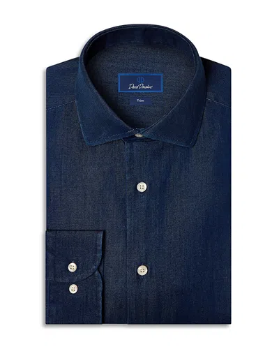 David Donahue Trim Fit Denim Dress Shirt In Blue