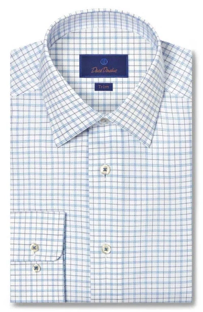 David Donahue Trim Fit Dobby Check Cotton Dress Shirt In Blue