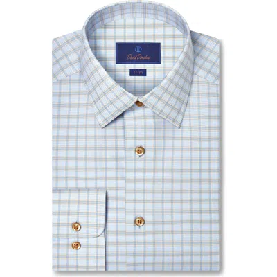 David Donahue Trim Fit Dobby Check Cotton Dress Shirt In Blue