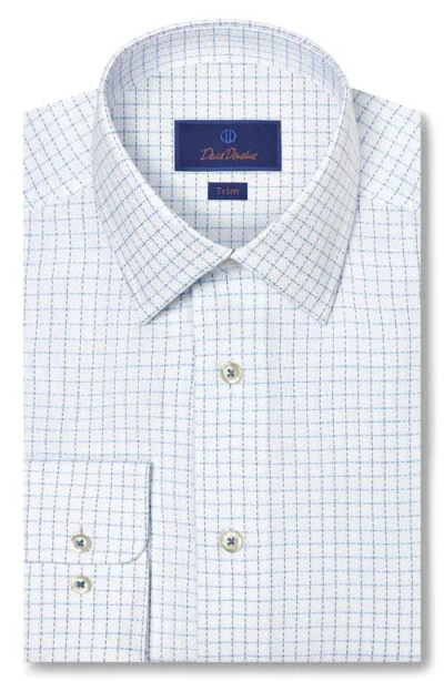 David Donahue Trim Fit Dobby Check Cotton Dress Shirt In Blue