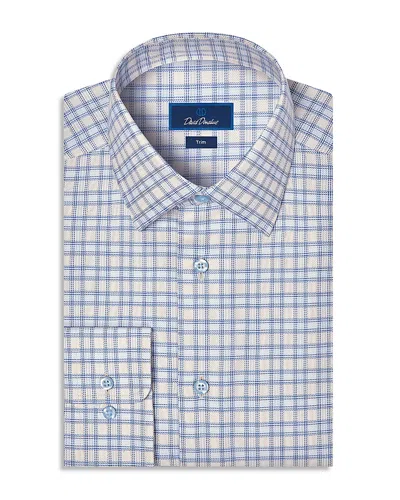 David Donahue Trim Fit Dobby Check Cotton Dress Shirt In Blue