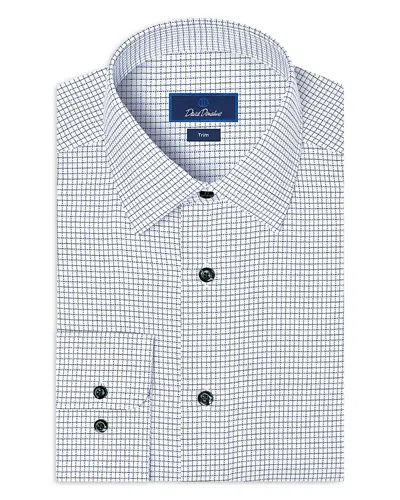 David Donahue Trim Fit Dobby Check Cotton Dress Shirt In Green