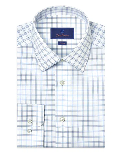 David Donahue Trim Fit Dobby Check Dress Shirt In Blue