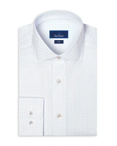 David Donahue Trim Fit Dobby Check Dress Shirt In White