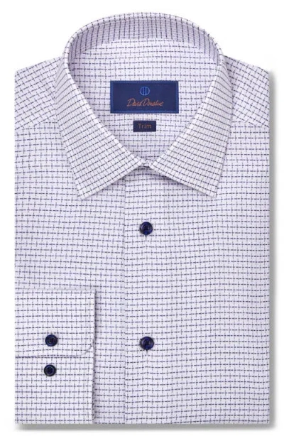 David Donahue Trim Fit Dobby Dot Cotton Dress Shirt In White/navy