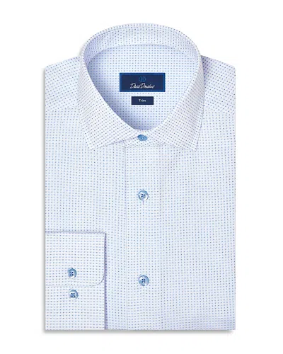 David Donahue Trim Fit Dobby Dot Dress Shirt In Blue