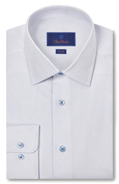 David Donahue Trim Fit Dobby Dot Dress Shirt In Gray