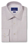 David Donahue Trim Fit Dobby Micro Check Dress Shirt In White