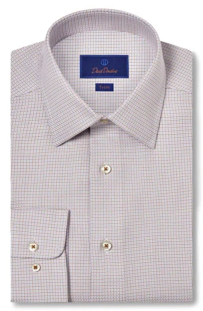David Donahue Trim Fit Dobby Micro Check Dress Shirt In White