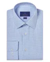 David Donahue Trim Fit Dobby Micro Check Dress Shirt In Blue/white
