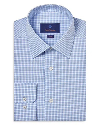 David Donahue Trim Fit Dobby Micro Check Dress Shirt In Blue/white