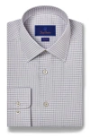 DAVID DONAHUE TRIM FIT DOBBY MICROCHECK DRESS SHIRT